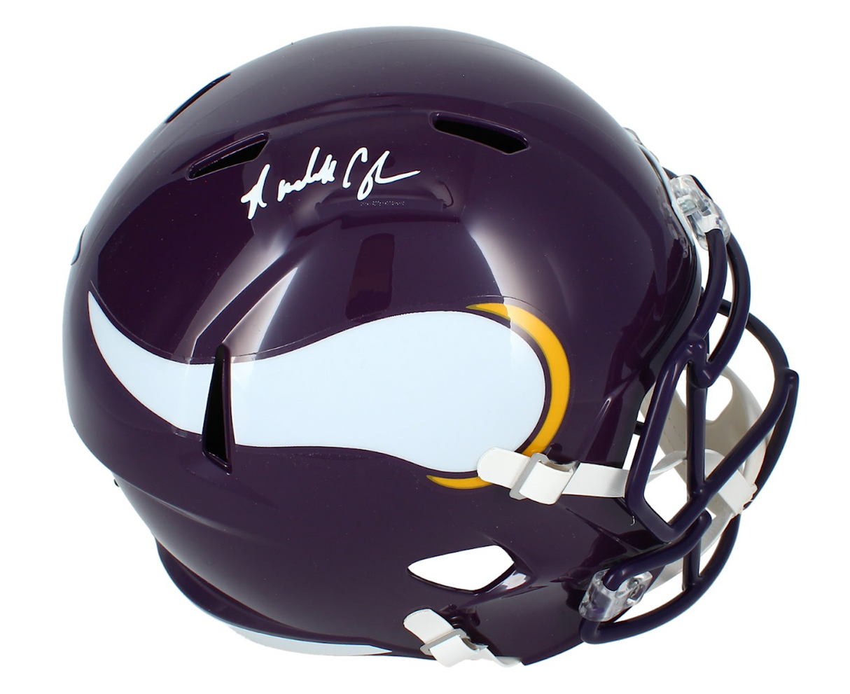 Randall Cunningham Autographed Minnesota Vikings 1983-01 Throwback Speed Full Size Helmet Beckett Witnessed