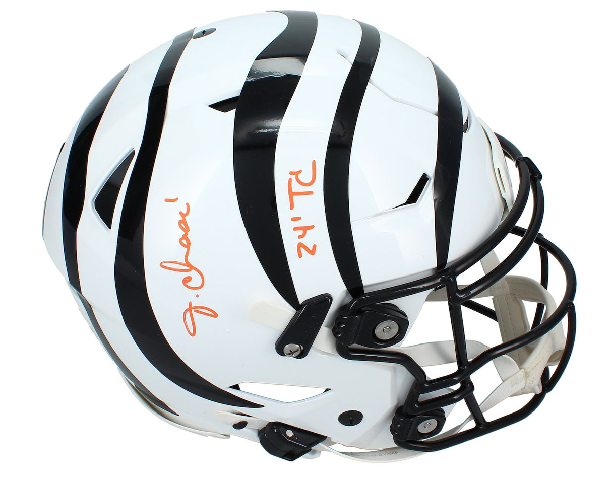 Ja'Marr Chase Autographed/Inscribed "24 TC" (Triple Crown) Cincinnati Bengals White 2022 Alternate Speedflex Authentic Helmet Beckett Witnessed
