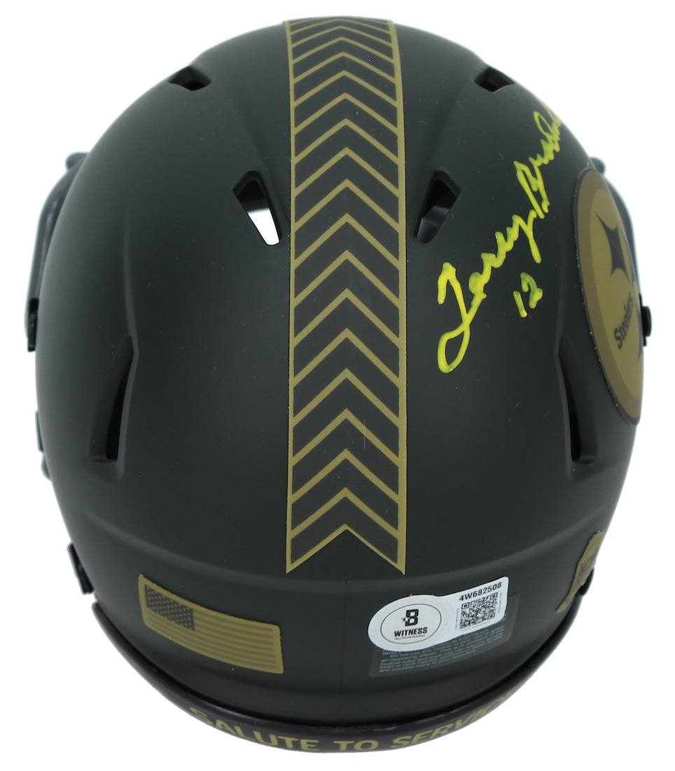 Terry Bradshaw Autographed Pittsburgh Steelers 2025 Salute to Service Speed Mini Helmet Beckett Witnessed