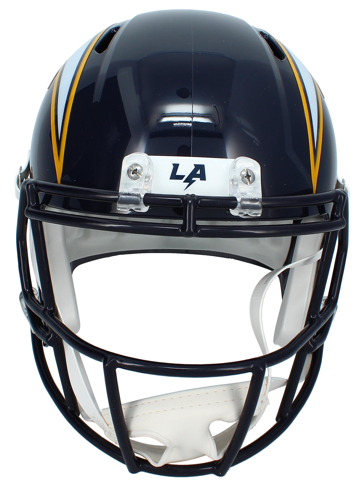 Omarion Hampton Autographed Los Angeles Chargers Navy 2025 Alternate Speed Full Size Helmet Beckett Witnessed