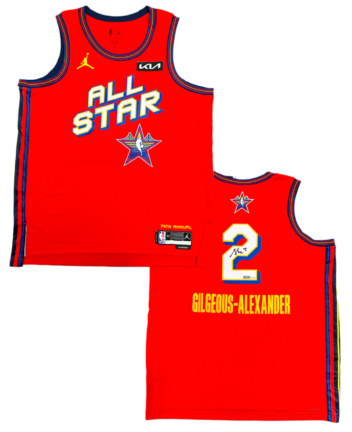 Shai Gilgeous-Alexander Autographed Red Nike 2025 NBA All-Star Game Swingman Jersey LE 50