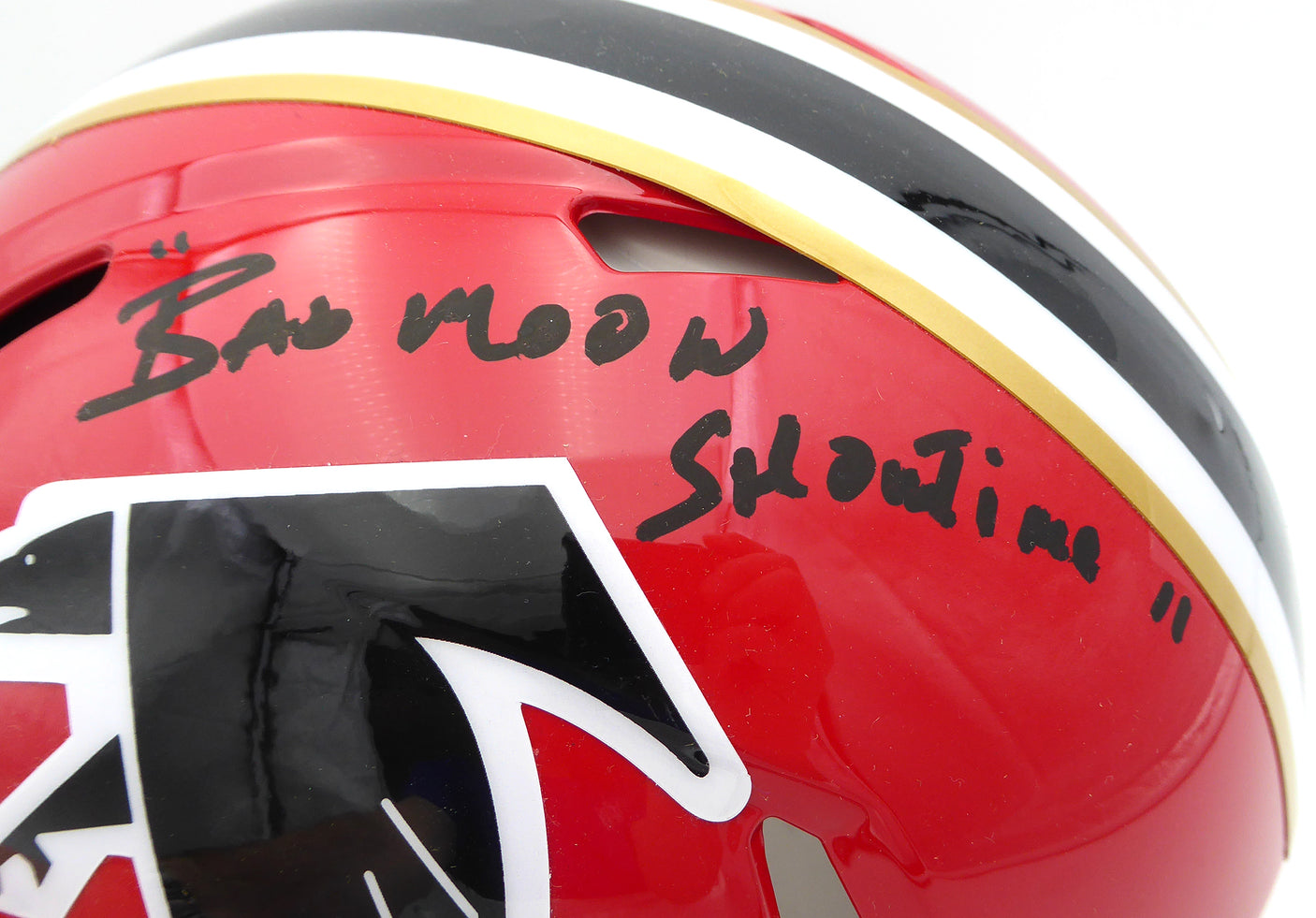 Andre Rison Autographed Atlanta Falcons Red Throwback Full Size Authentic Helmet "Bad Moon Showtime" Beckett BAS Witness #3W056105