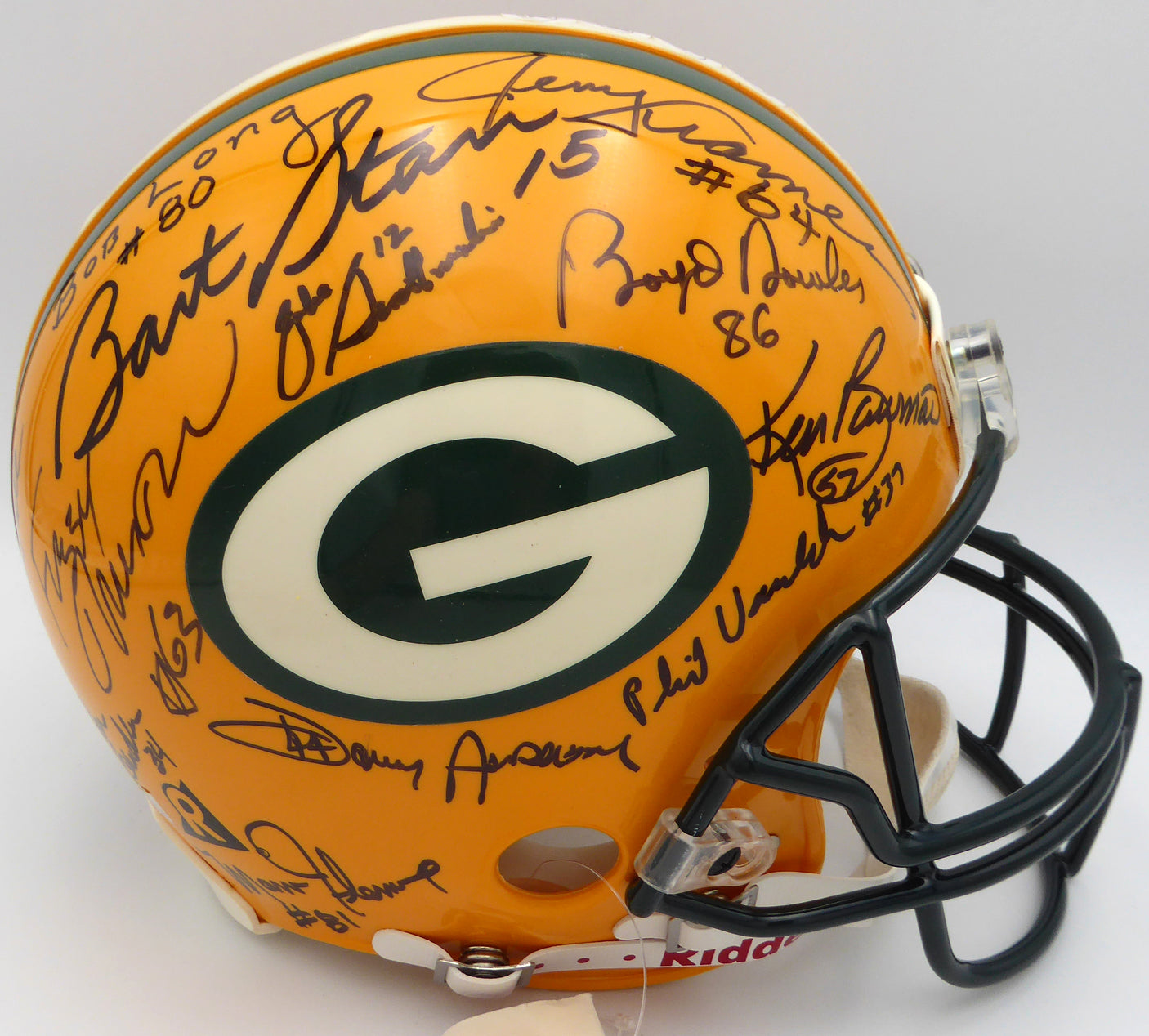 1966 Super Bowl I Champions Autographed Authentic Full Size Helmet Green Bay Packers 26 Signatures Including Bart Starr Beckett BAS #AE08384