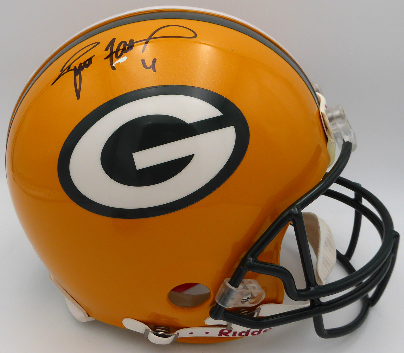 Brett Favre Autographed Authentic Full Size Helmet Green Bay Packers (Chip by Signature) Beckett BAS QR #BP55348