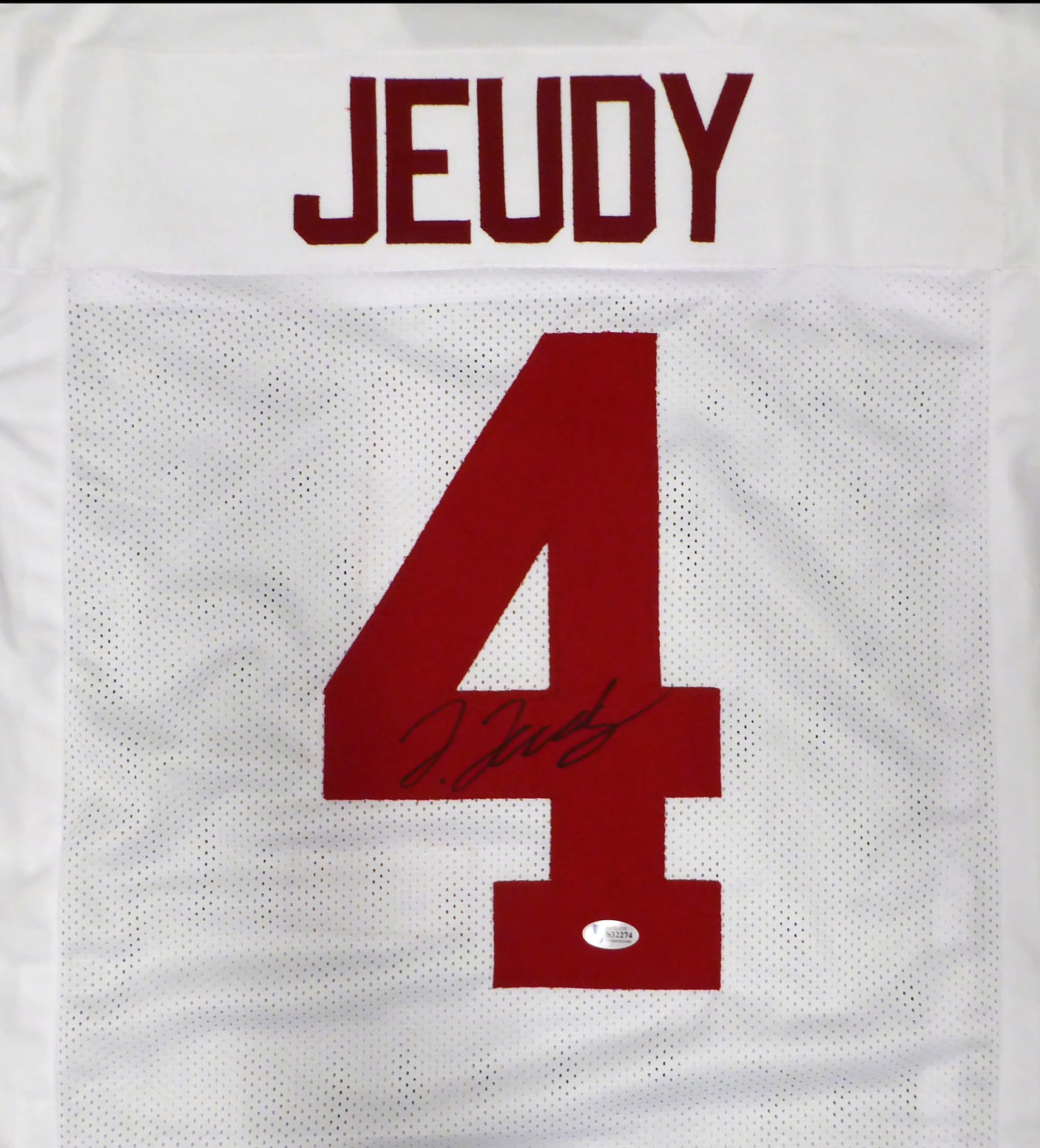 Alabama Crimson Tide Jerry Jeudy Autographed White Jersey Beckett BAS #S32274