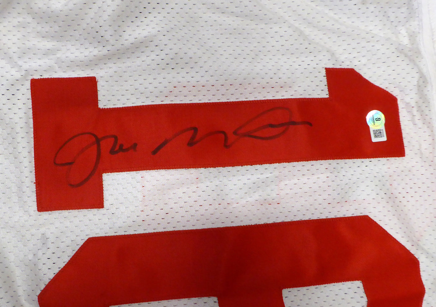 San Francisco 49ers Joe Montana Autographed White Wilson Authentic Game Model Jersey Beckett BAS QR #BP55356