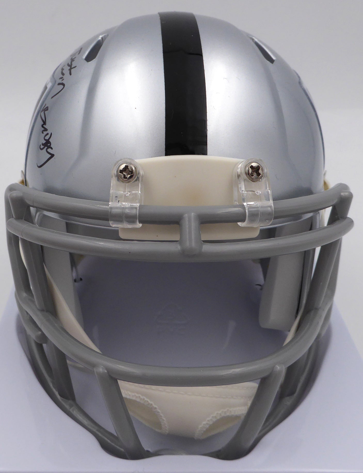 DJ D.J. Turner Autographed Las Vegas Raiders Mini Helmet "Just Win Baby" Beckett BAS QR #2W133211