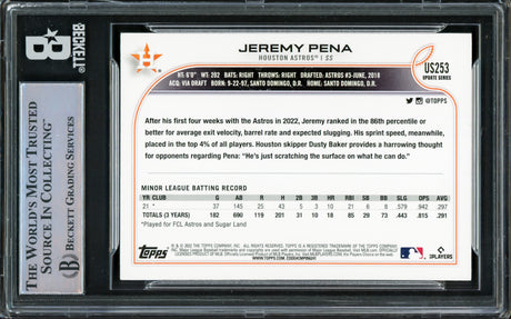 Jeremy Pena Autographed 2022 Topps Update Rookie Card #US253 Houston Astros Beckett BAS #16545679