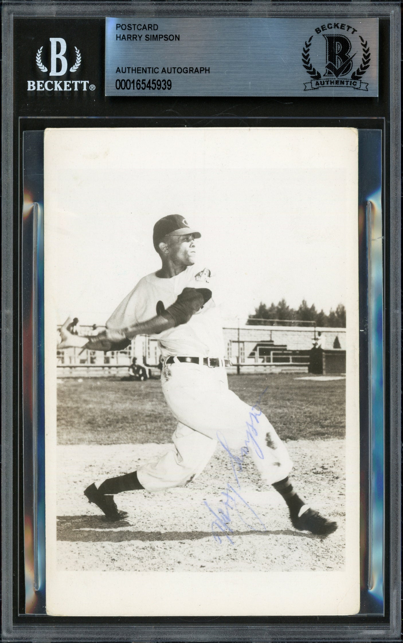 Harry Simpson Autographed 1951 Postcard Cleveland Indians Beckett BAS #16545939