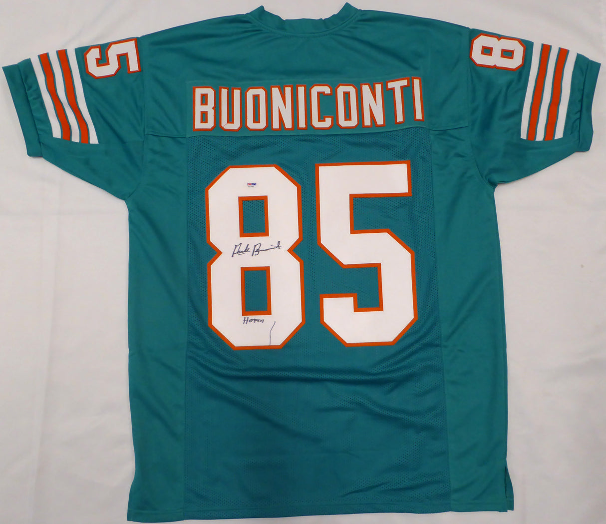 Miami Dolphins Nick Buoniconti Autographed Teal Jersey "HOF 01" (Mark) PSA/DNA #X21293