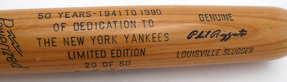 Phil Rizzuto Autographed Louisville Slugger Game Model Bat New York Yankees "Holy Cow" Beckett BAS QR #BU87140