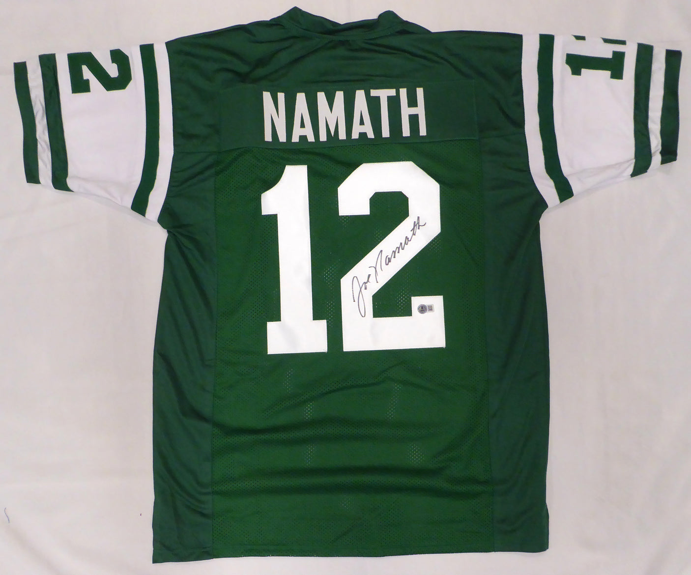 New York Jets Joe Namath Autographed Green Jersey Beckett BAS QR #1W535762