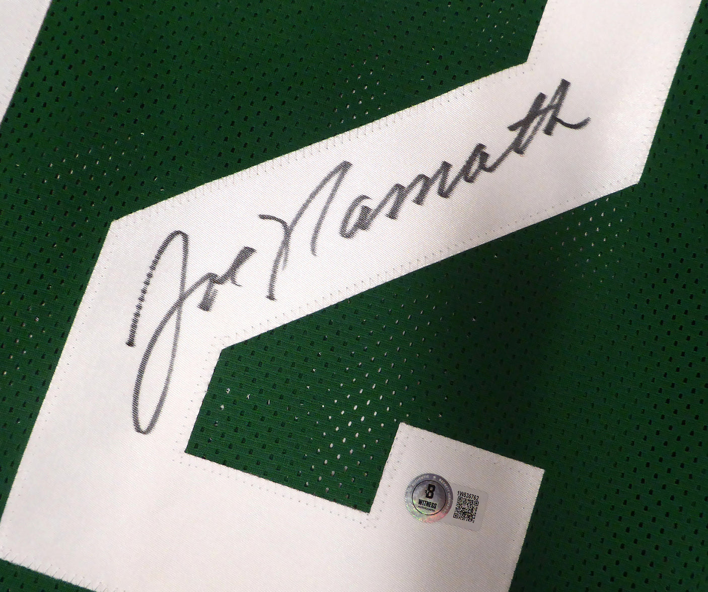 New York Jets Joe Namath Autographed Green Jersey Beckett BAS QR #1W535762