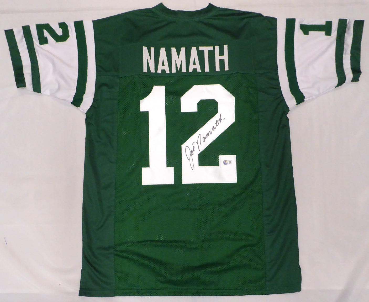 New York Jets Joe Namath Autographed Green Jersey Beckett BAS QR #1W535742