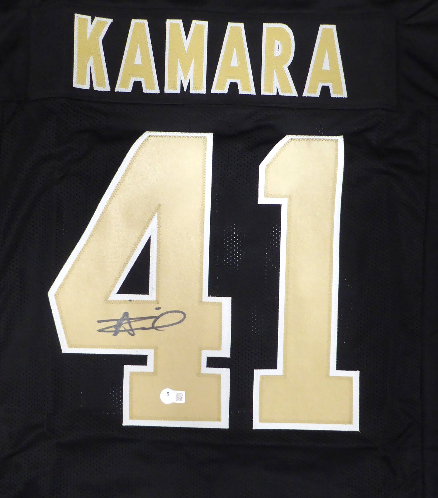 New Orleans Saints Alvin Kamara Autographed Black Jersey Beckett BAS QR #1W446084