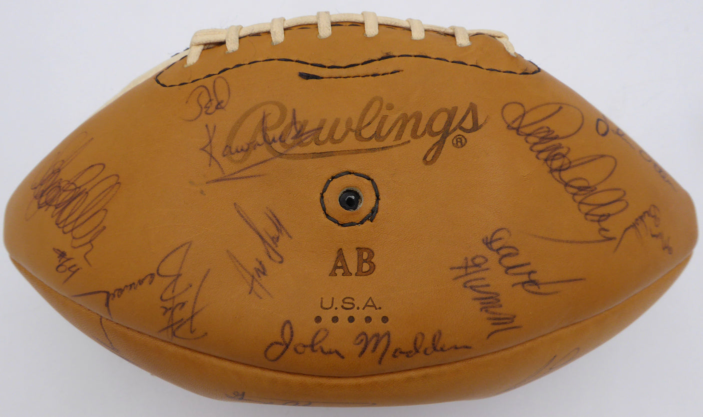 1977 Oakland Raiders Autographed Football With 40 Signatures Including John Madden Beckett BAS QR #AD40716
