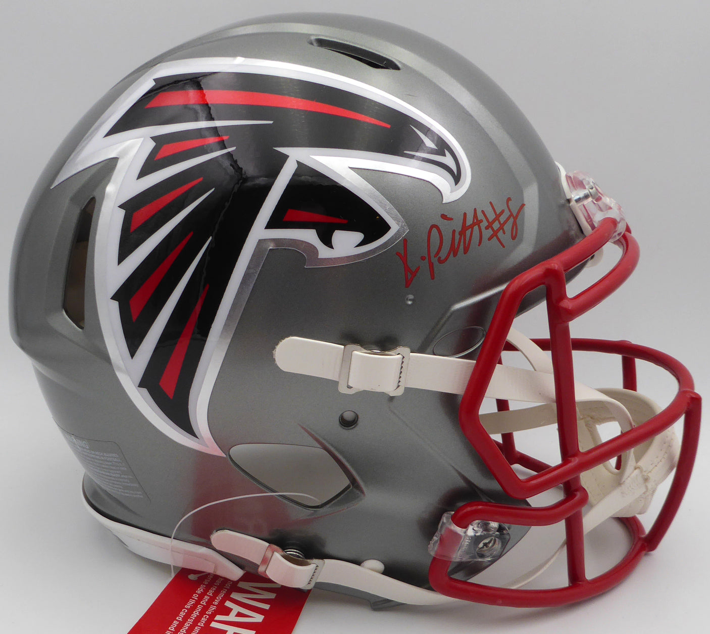Kyle Pitts Autographed Atlanta Falcons Authentic Flash Silver Full Size Helmet Beckett BAS QR #WL25821