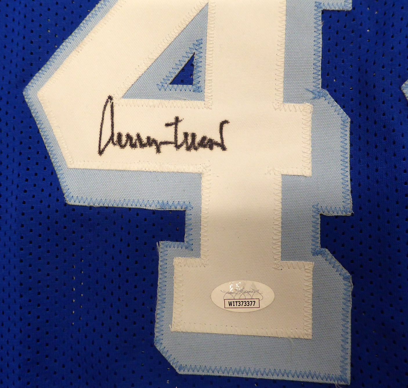 Los Angeles Lakers Jerry West Autographed Blue Jersey JSA #WIT373377