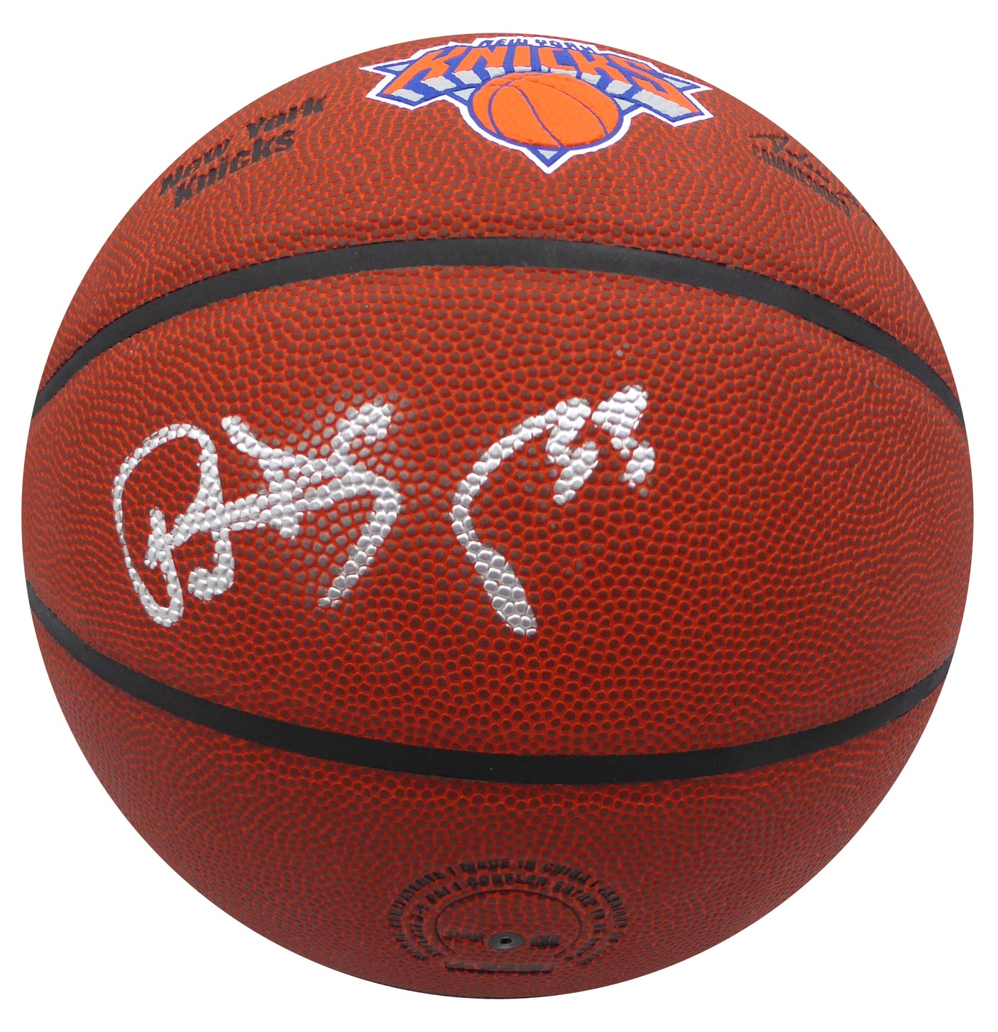 Patrick Ewing Autographed Composite Leather New York Knicks Logo Basketball (Smudged) Beckett BAS QR #2W561305