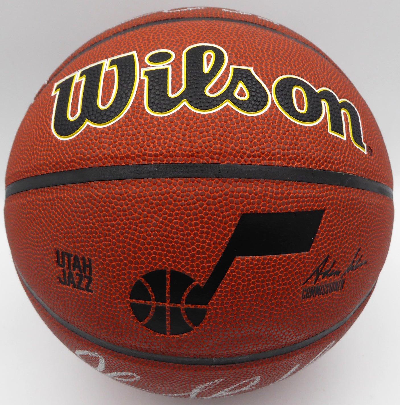 Karl Malone & John Stockton Autographed Wilson Basketball Utah Jazz (Smudged) Beckett BAS QR #1W271714