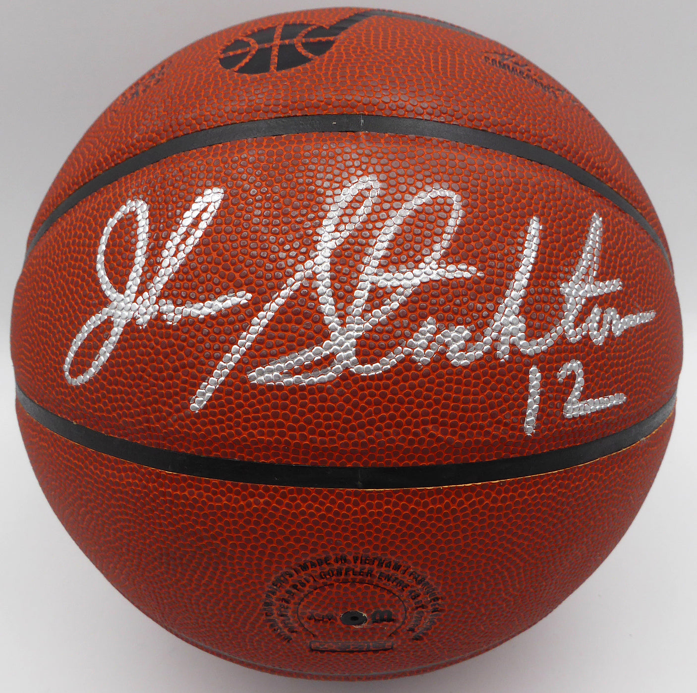 Karl Malone & John Stockton Autographed Wilson Basketball Utah Jazz (Smudged) Beckett BAS QR #1W271731
