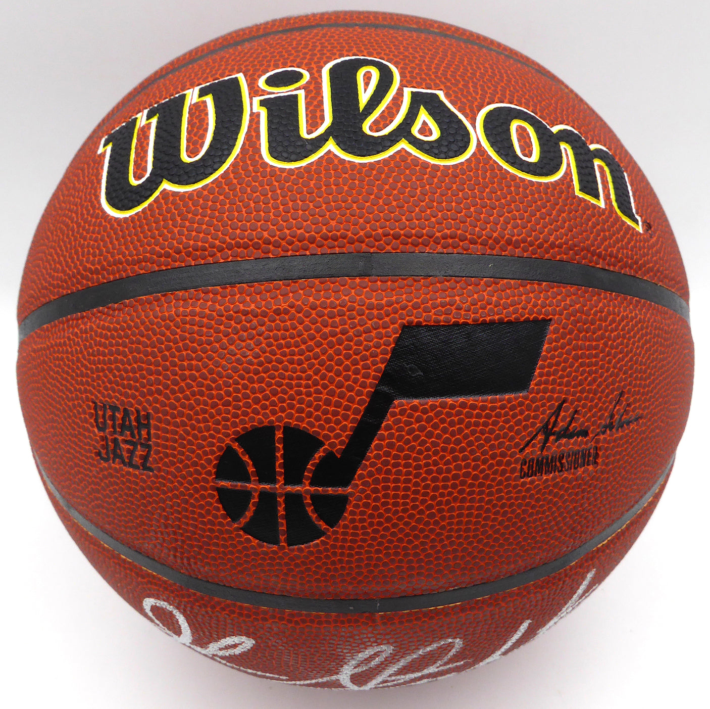 Karl Malone & John Stockton Autographed Wilson Basketball Utah Jazz (Smudged) Beckett BAS QR #1W271731
