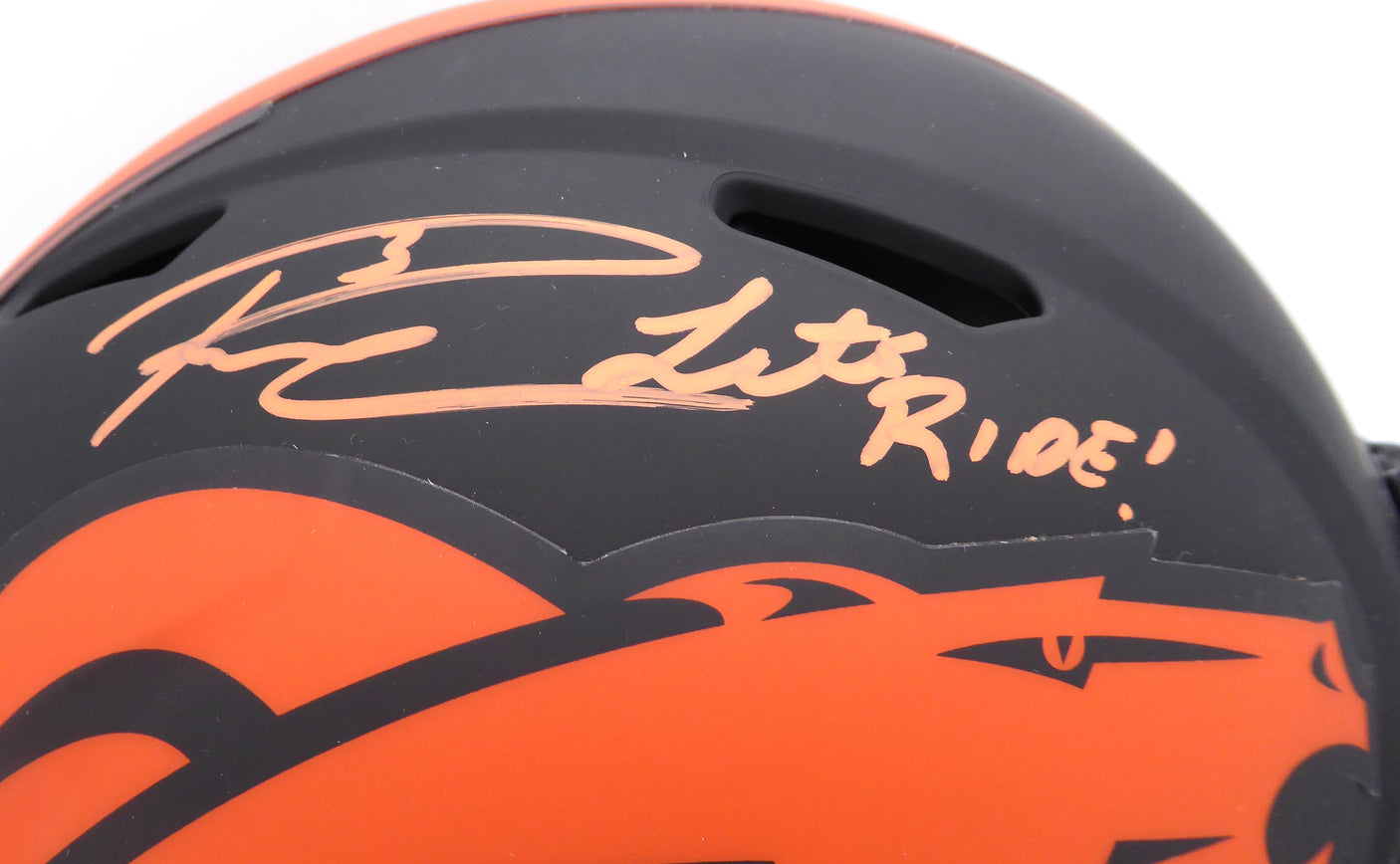 Russell Wilson & Jerry Jeudy Autographed Black Eclipse Full Size Authentic Helmet Denver Broncos "Let's Ride & Uncommon" LE #1/6 Fanatics Holo #QL84418428
