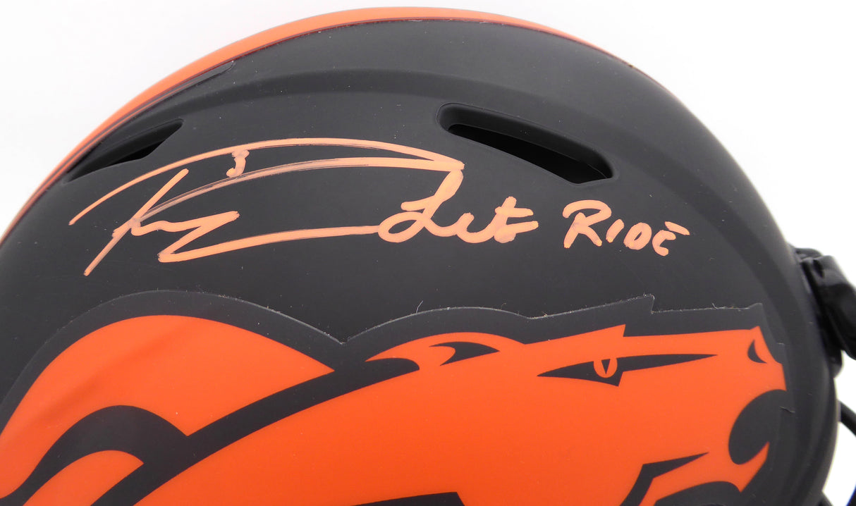 Russell Wilson & Jerry Jeudy Autographed Black Eclipse Full Size Authentic Helmet Denver Broncos "Let's Ride & Uncommon" LE #4/6 Fanatics Holo #DQ16478304