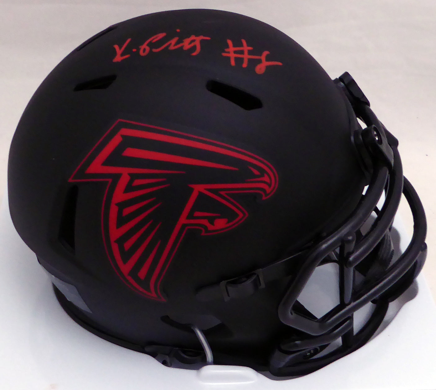 Kyle Pitts Autographed Atlanta Falcons Eclipse Black Speed Mini Helmet Beckett BAS QR #WL88312