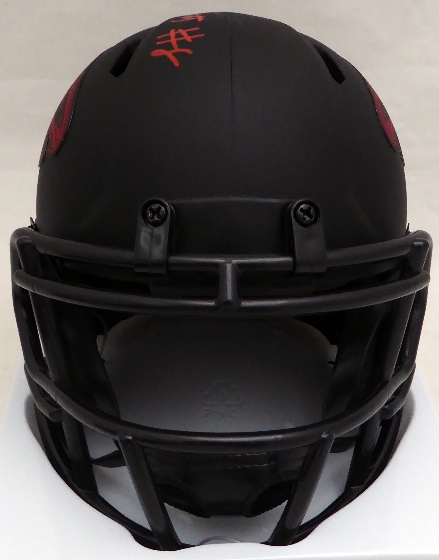 Kyle Pitts Autographed Atlanta Falcons Eclipse Black Speed Mini Helmet Beckett BAS QR #WL88312