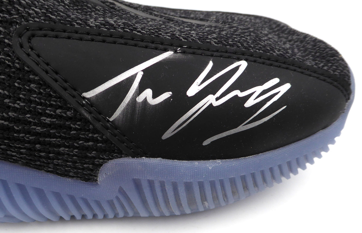 Trae Young Autographed Black Adidas Shoe Atlanta Hawks Light Strike Size 12.5 (Smudged) Beckett BAS QR #BL93431