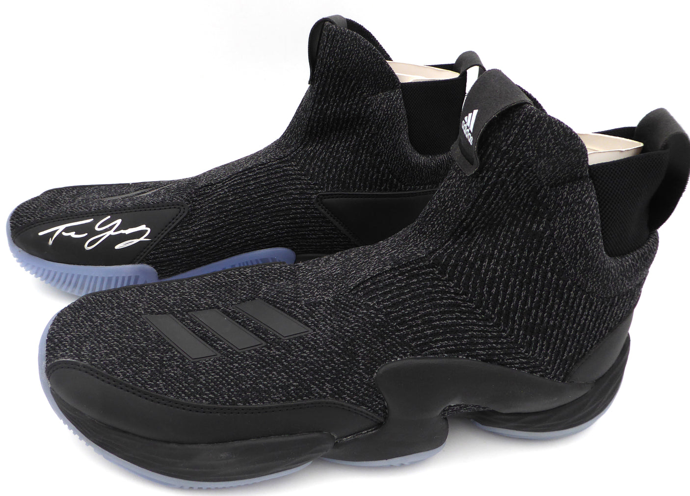 Trae Young Autographed Black Adidas Shoe Atlanta Hawks Light Strike Size 12.5 (Smudged) Beckett BAS QR #BL93431