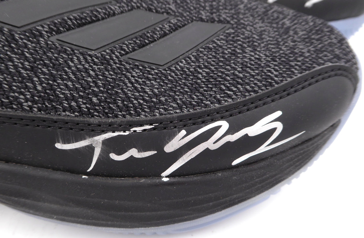 Trae Young Autographed Black Adidas Shoe Atlanta Hawks Light Strike Size 12.5 (Smudged) Beckett BAS QR #BL93435