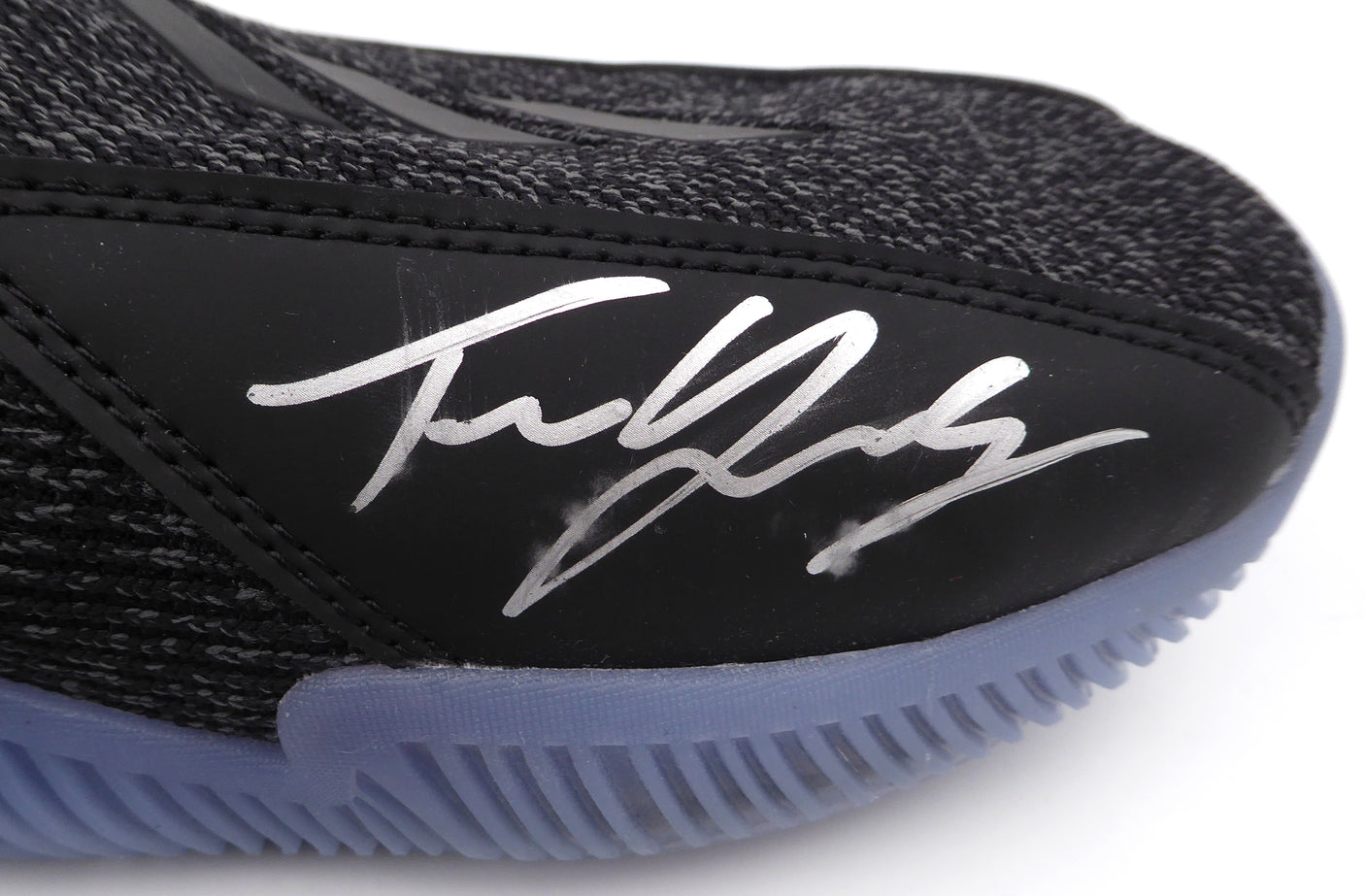 Trae Young Autographed Black Adidas Shoe Atlanta Hawks Light Strike Size 12.5 (Smudged) Beckett BAS QR #BL93435