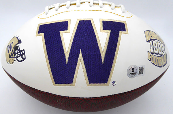 Don James & Warren Moon Autographed Football Washington Huskies "HOF 06" Beckett BAS QR #BS30054