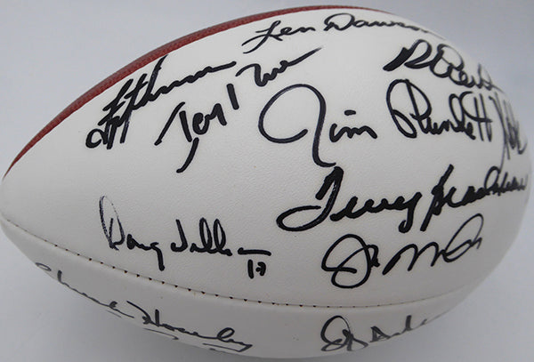 Super Bowl MVP's Autographed Football With 21 Signatures Including Bart Starr, Joe Montana, Terry Bradshaw, Jerry Rice and Troy Aikman Beckett BAS QR #AE16697