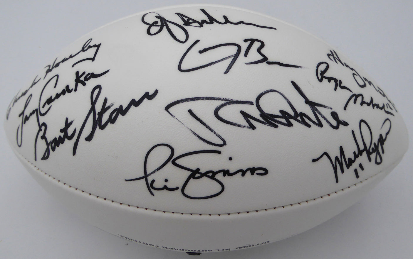 Super Bowl MVP's Autographed Football With 21 Signatures Including Bart Starr, Joe Montana, Terry Bradshaw, Jerry Rice and Troy Aikman Beckett BAS QR #AE16697