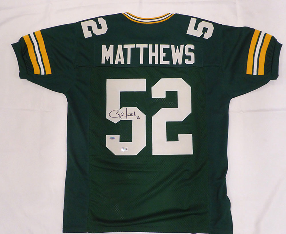 Green Bay Packers Clay Matthews Autographed Green Custom Jersey Beckett BAS QR #BU86929