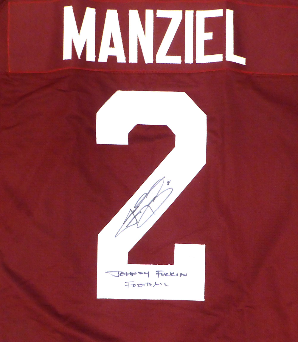 Texas A&M Aggies Johnny Manziel Autographed Red Custom Jersey "Johnny F'ckin Football" JSA #WA390607