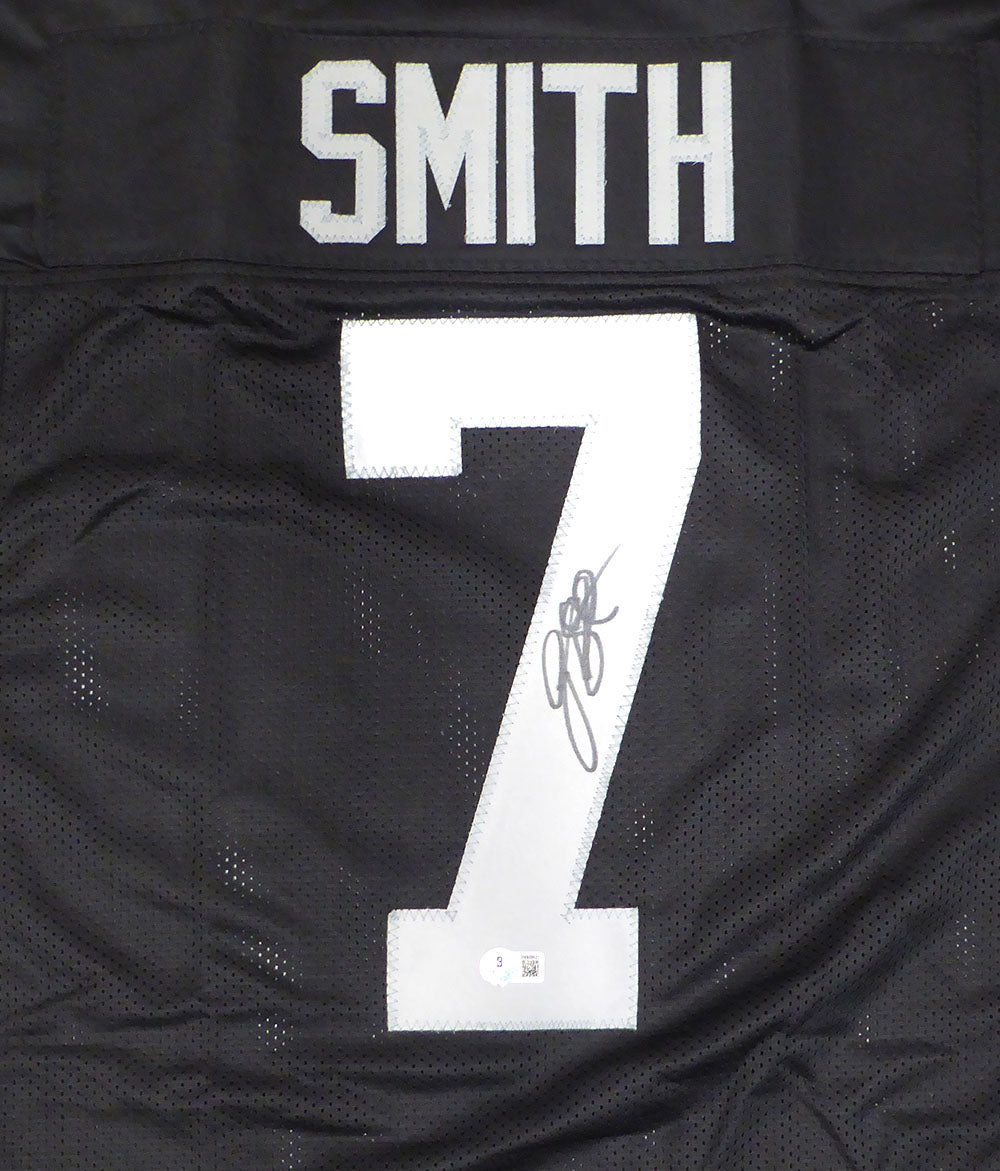Las Vegas Raiders Geno Smith Autographed Black Custom Jersey Beckett BAS QR #2W939521