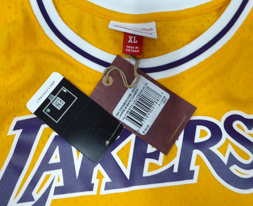 Los Angeles Lakers Magic Johnson Autographed Yellow Mitchell & Ness Jersey Beckett BAS QR #4W062546