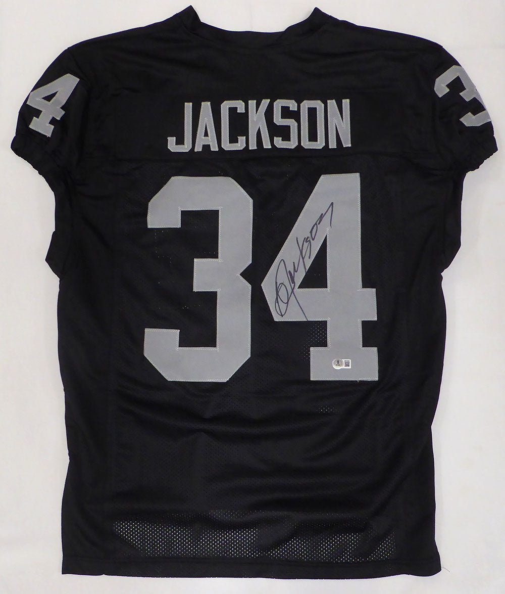 Oakland Raiders Bo Jackson Autographed Black Custom Jersey Beckett BAS QR #2W915997