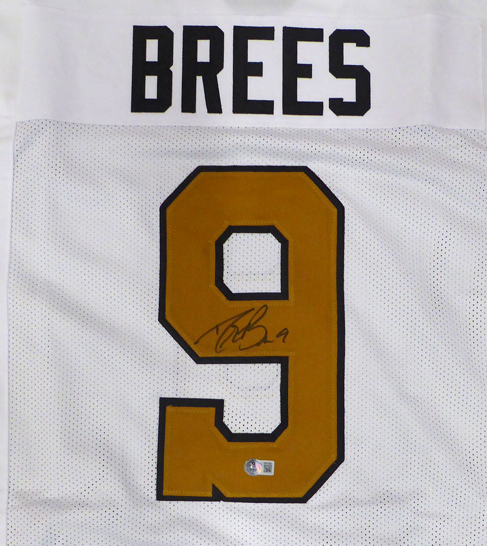 New Orleans Saints Drew Brees Autographed White Custom Jersey Beckett BAS QR #1W519438