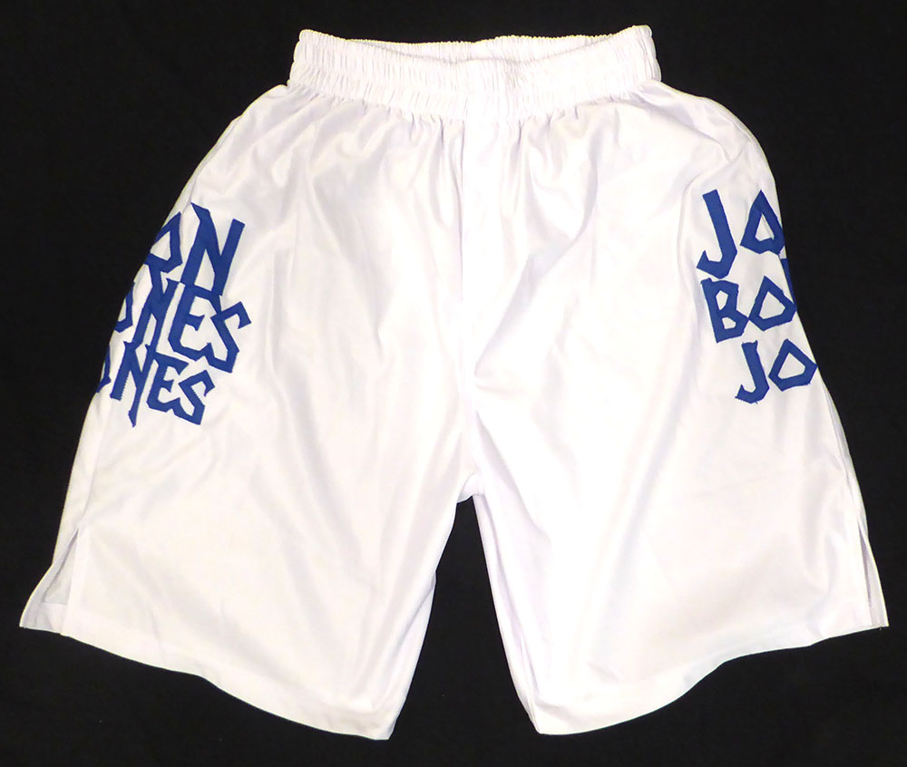 Jon Jones Autographed White Custom MMA Trunks Beckett BAS QR #WJ76399