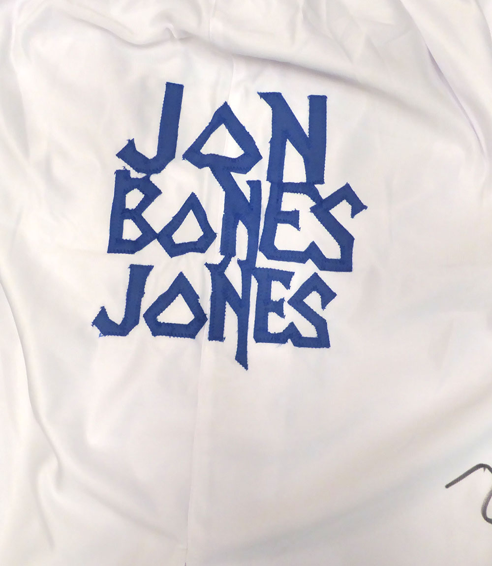 Jon Jones Autographed White Custom MMA Trunks Beckett BAS QR #WJ76305