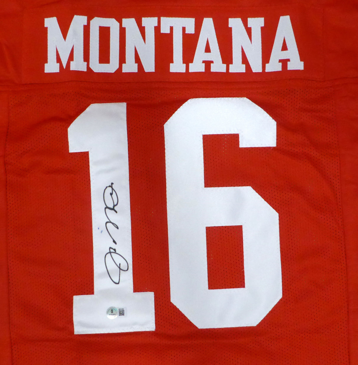 San Francisco 49ers Joe Montana Autographed Red Jersey Beckett BAS QR #BR51655