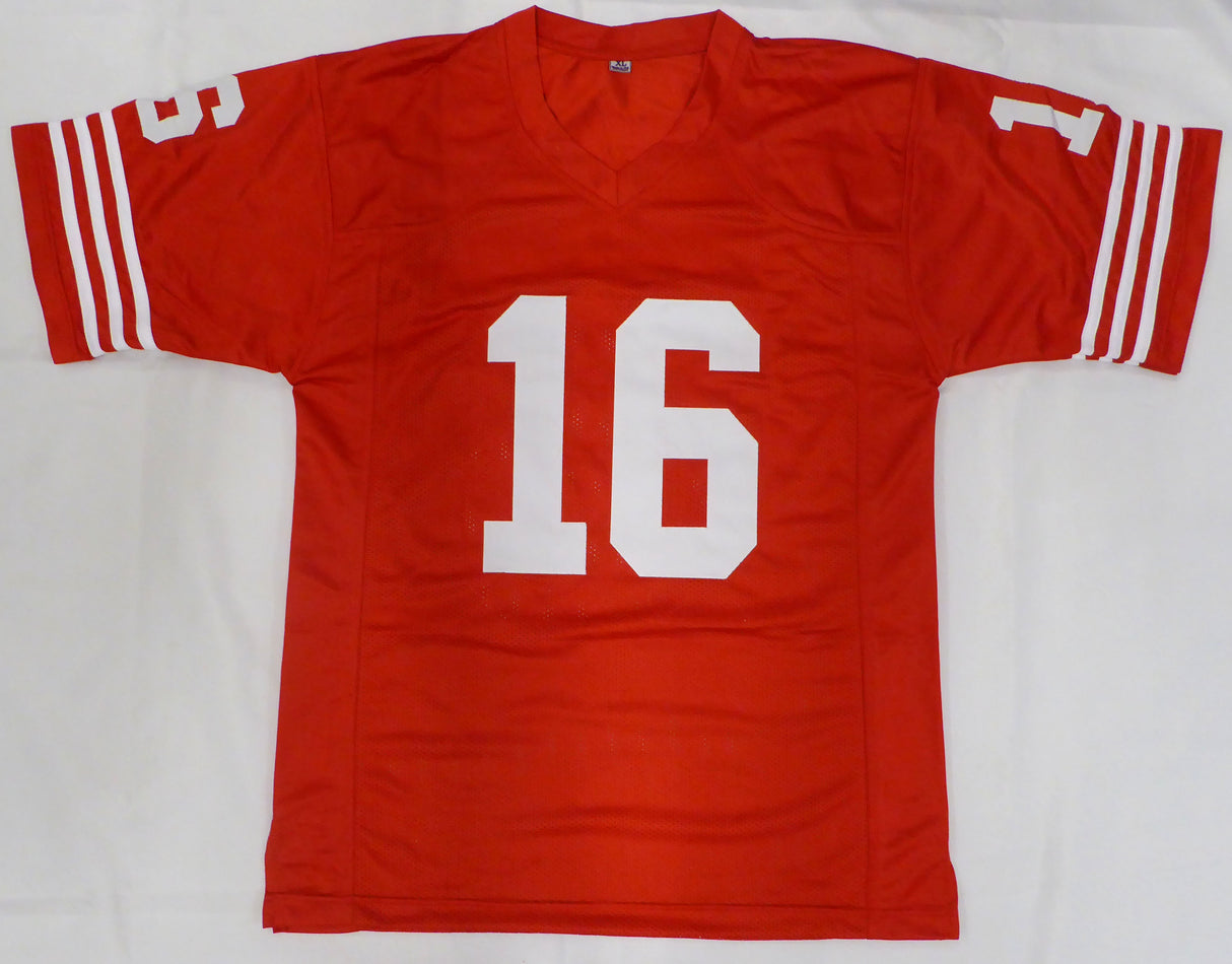 San Francisco 49ers Joe Montana Autographed Red Jersey Beckett BAS QR #BR51655