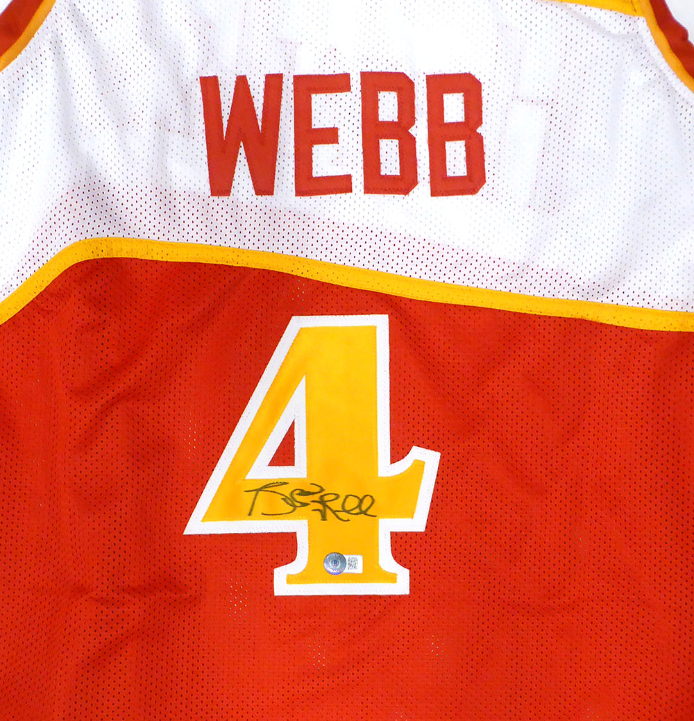 Atlanta Hawks Spud Webb Autographed Red Jersey Beckett BAS QR #BL49434