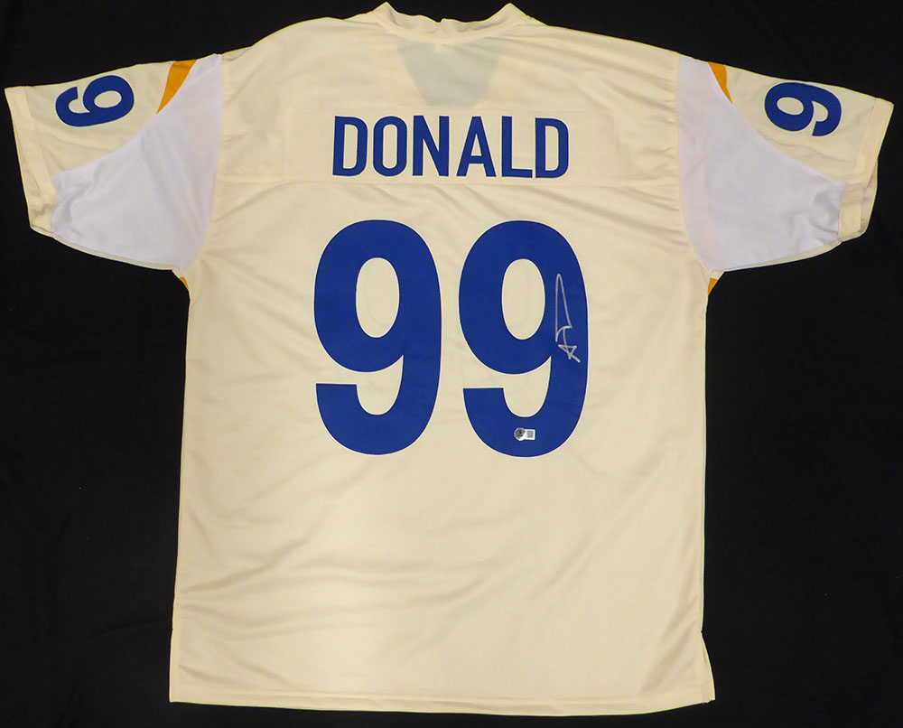 Los Angeles Rams Aaron Donald Autographed White Jersey Beckett BAS QR #1W699078