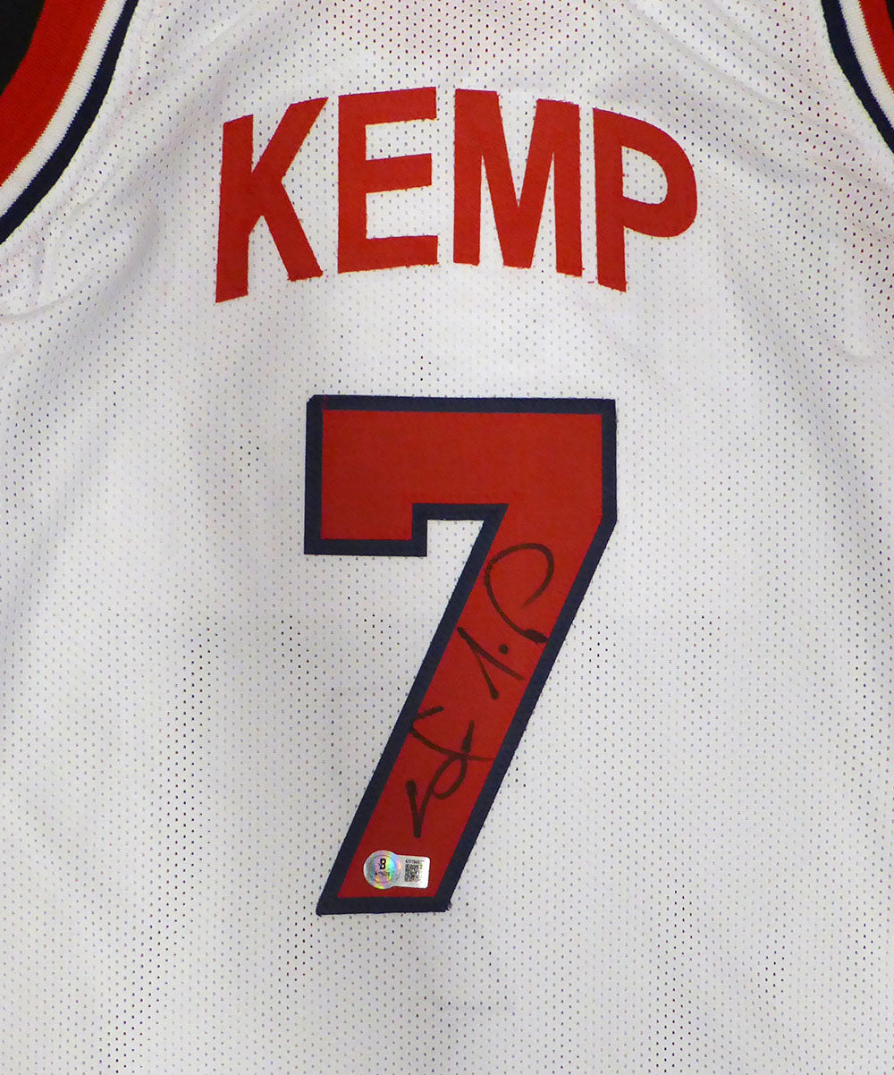 Team USA Shawn Kemp Autographed White Jersey Beckett BAS QR #4W194637